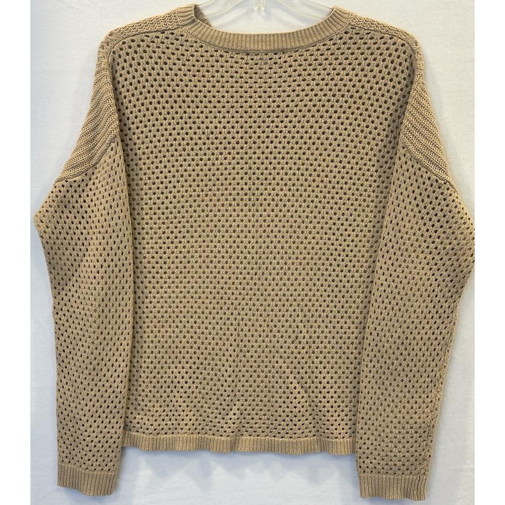 Kut from the Kloth Tan Knit Sweater Women's Sz M Pullover Long Sleeve Open Weave - Picture 6 of 8